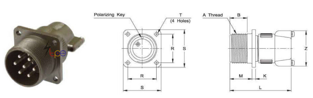 คอนเนคเตอร์แบบกลม รุ่น I/MS3100R Wall Mouthing Receptacle
